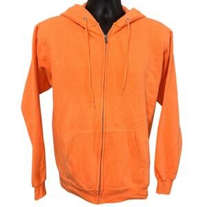 Clique Unisex Orange sweatshirt Hoodie Sz small. Zip up & front pockets